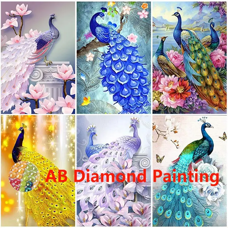 

AB DIY 5D алмазная живопись вышивка павлином вышивка крестиком полная квадратная/Круглая Мозаика из смолы домашний Декор Рождественский подарок