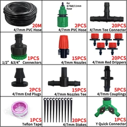 Automatic Drip Irrigation System with Adjustable Water Flow and Easy Installation for Garden Water Conservation (20m)