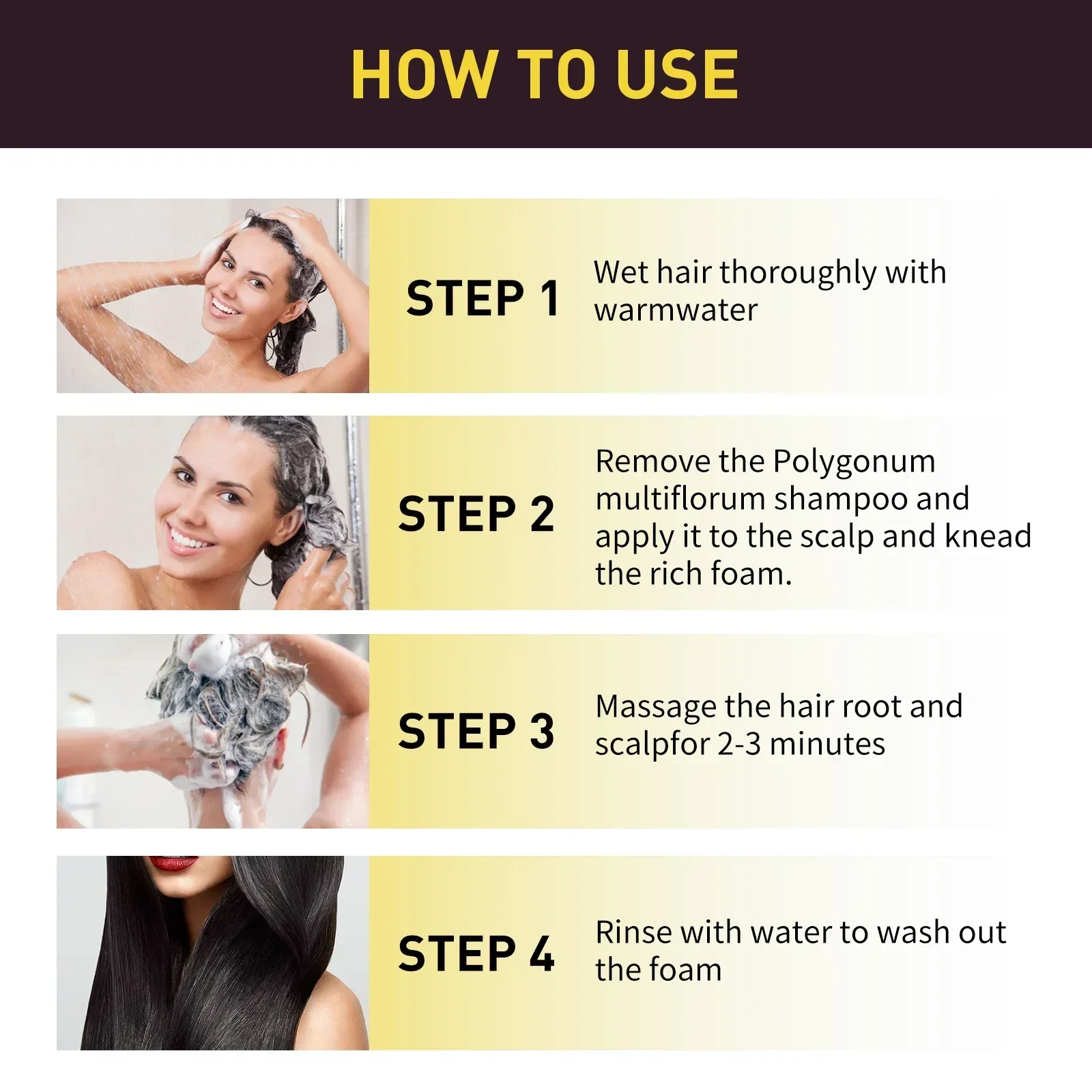 100ml Permanent 3in1 Hair Dye Shampoo Polygonum Multiflorum Natural Gary Hair Dark Plant Essence Coloring Cover for Women Men 5