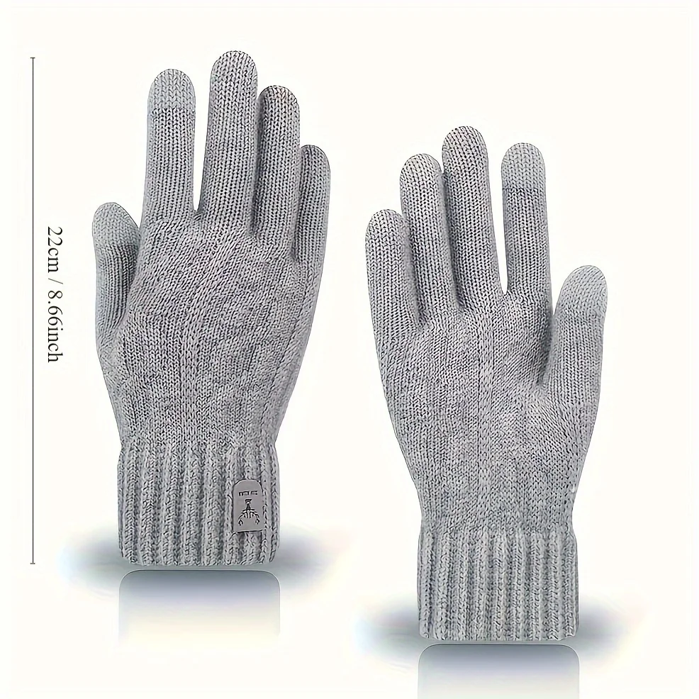 Warmest Thermal Touch Screen Gloves for Women and Men-Fleece Lined, Anti-Slip, Full Fingers, Pull-On Closure, Wool Material,