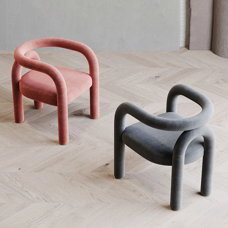 Luxury Makeup Chair Nordic Living Room Furniture Leisure Chair Backrest Dining Lamb Cashmere Sofa Armchair Cosmetic Stool