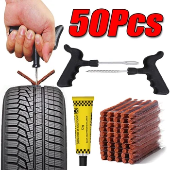 5-50Pcs Car Tire Repair Tool Kit with Rubber Strip Tubeless Tyre Puncture Studding Plug Motorcycle Truck Vacuum Tire Repair Tool 1