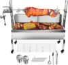 Steel Rotisserie Grill with Back Cover Guard, 25W Motor Small Pig Lamb Rotisserie Roaster, 37'' 2 in 1 BBQ Charcoal Rotisserie G 1