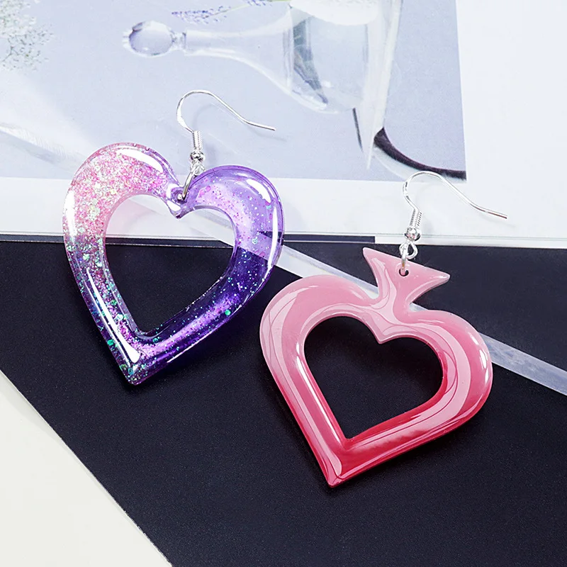 Poker Hearts Clubs Diamonds Spades Earrings Mold Necklace Pendant Mould DIY Jewelry Making Epoxy Resin Silicone Earrings Mold