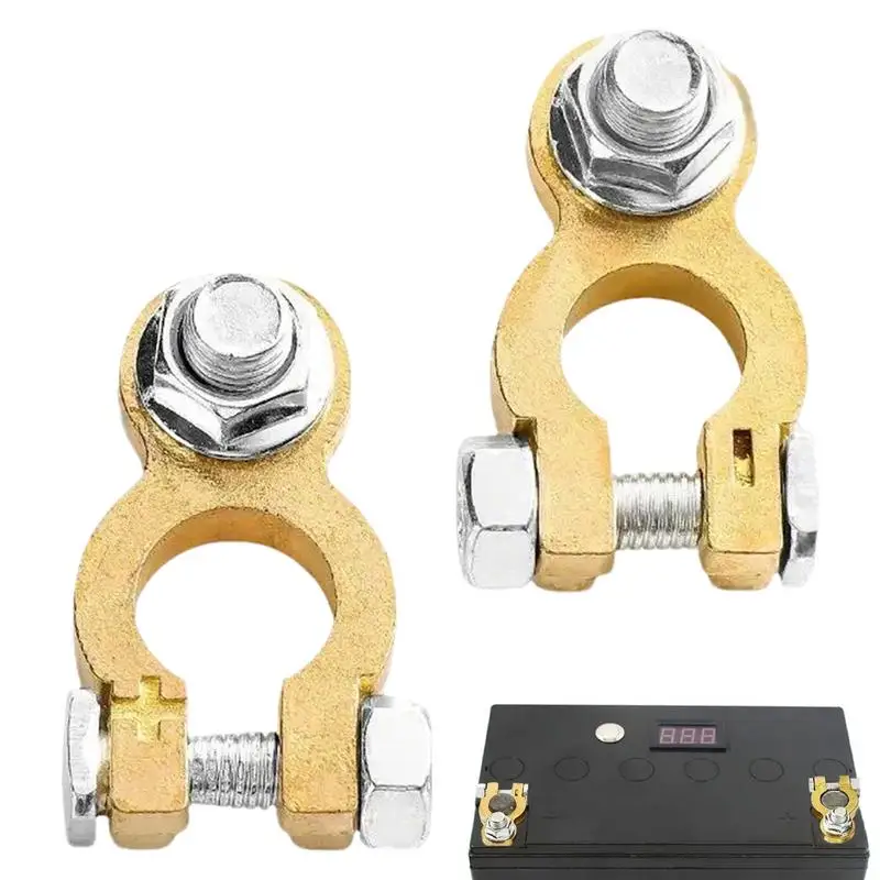 For Refer To Description Car Battery Terminal Connectors 2X Motors Brass Power Knob Brass Battery Terminal Connectors