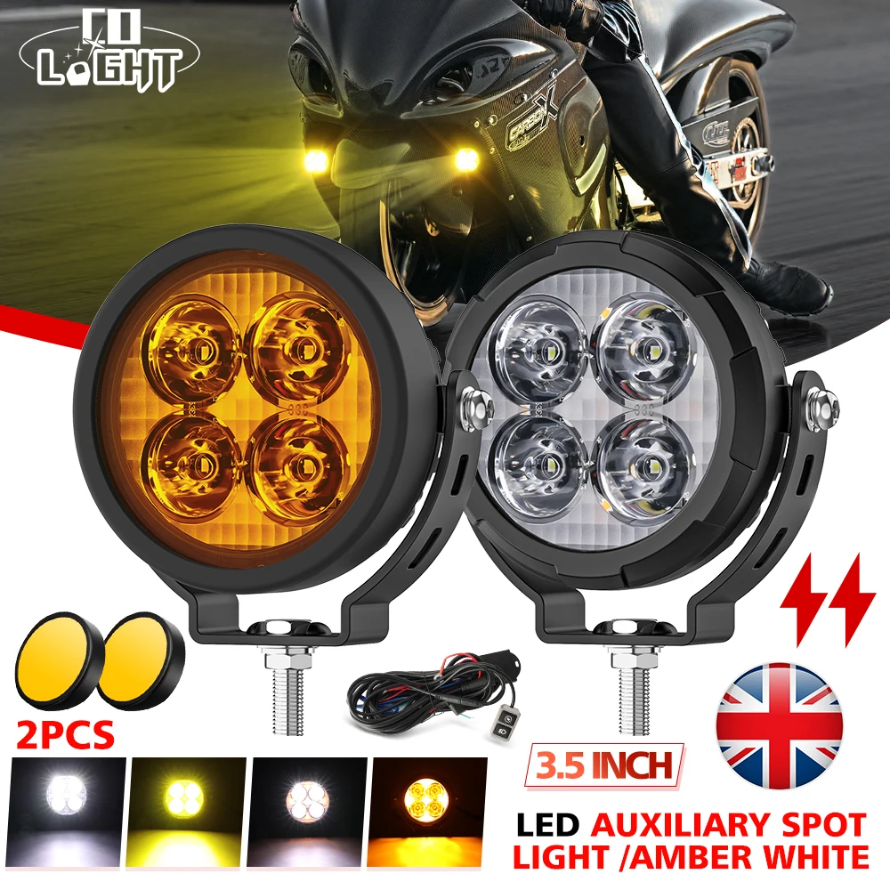 Uniwersalny reflektor roboczy LED UNISHINE 3,5 cala, biało-żółty, do jazdy, światło przeciwmgielne do ciężarówki, samochodu, SUV-a, pojazdu terenowego, motocykla, ATV, UTV, autobusu
