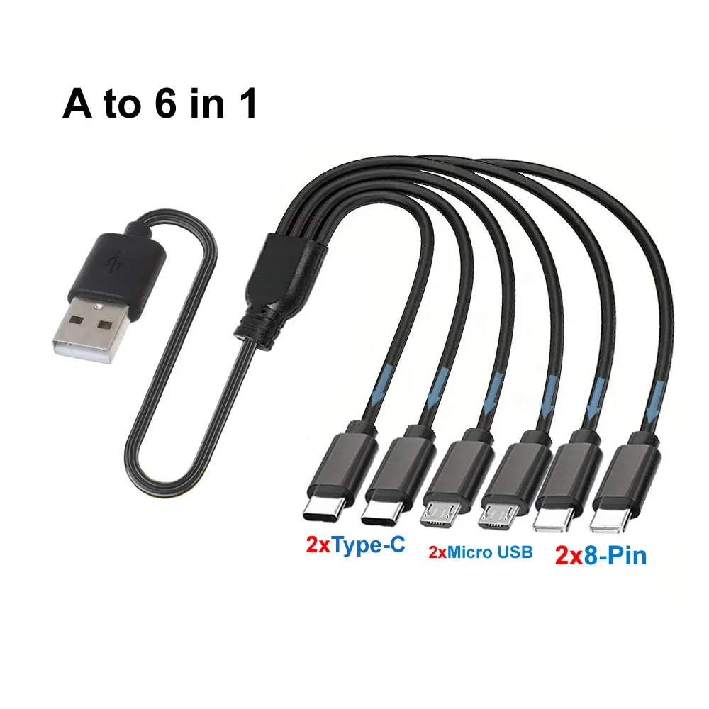 Versatile 6-in-1 Multi-Device Charging Cable