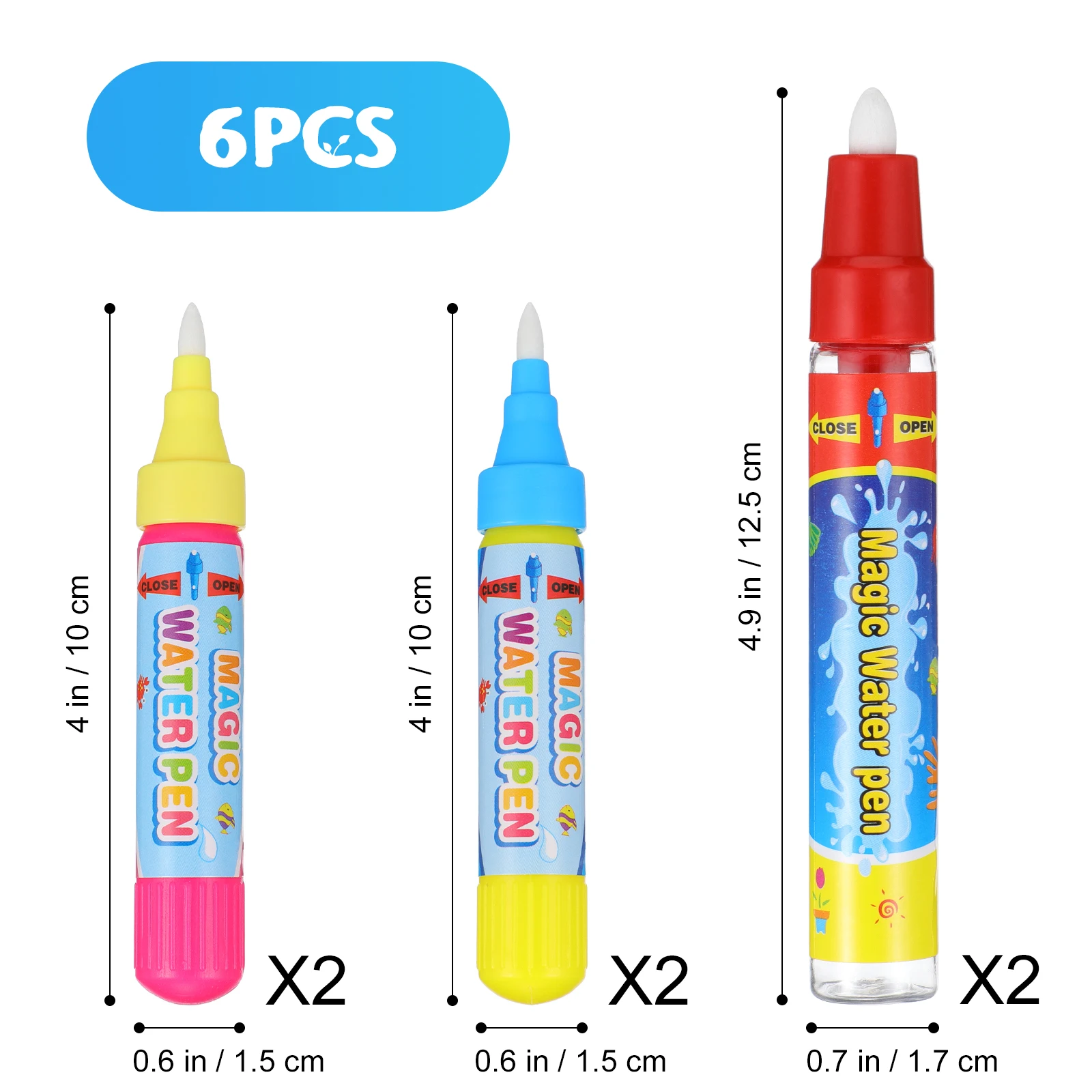 6pcs Magical Water Drawing Pen Kid Painting Water Writing Mat Pen Doodle Pens Replacement Tool Education for Kids water drawing pen