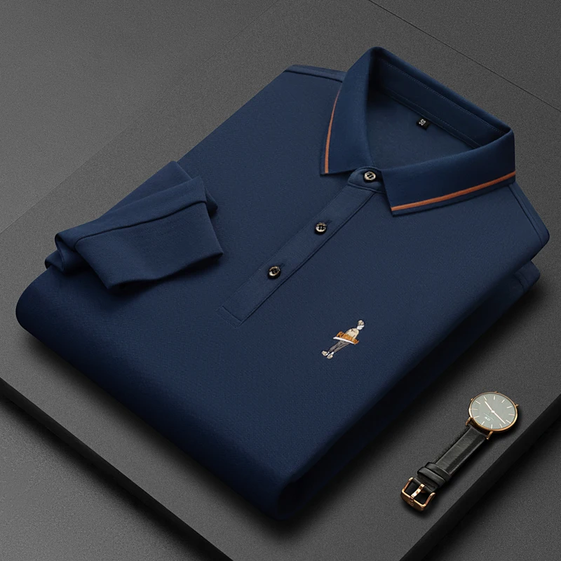 

High end brand polo shirt Men's long sleeved 2023 Spring and Autumn New Polo collar Korean casual exquisite embroidered T-shirt