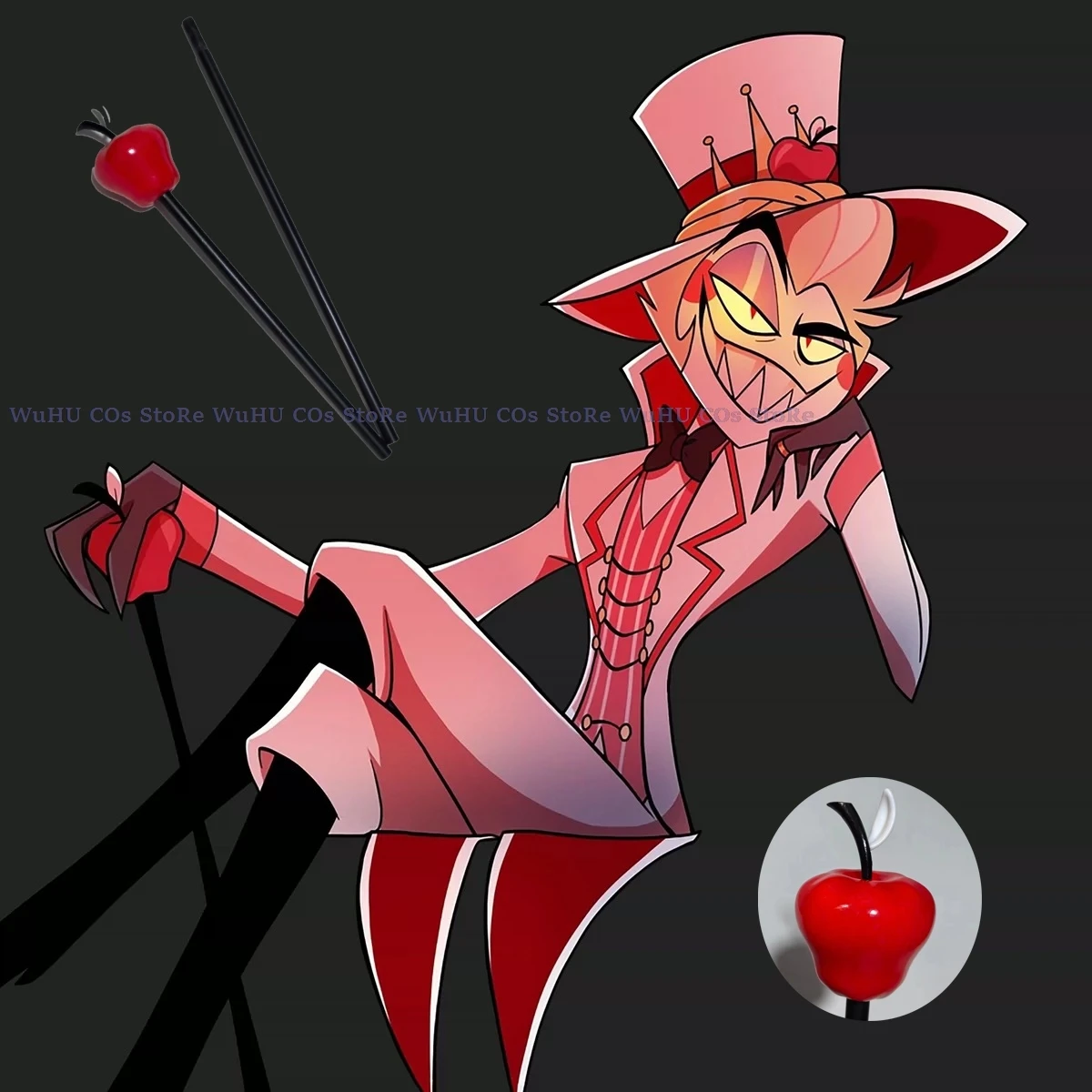 100cm Hazbin Lucifer Cosplay Hotel Morningstar Cosplay Lucifer Apple Stick Cosplay Weapon Prop Women Men Hallween Cosplay Prop 1