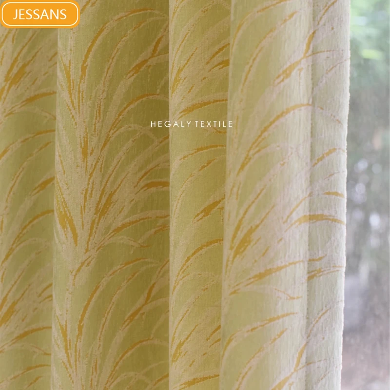 

French Wheat Beige Jacquard Thickened Chenille Blackout Acoustic Curtains for Living Room Bedroom French Window Balcony Window