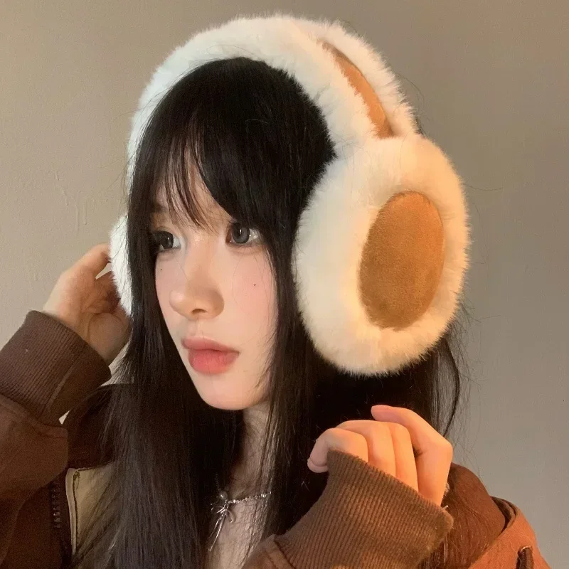 Women Suede Plush Earmuffs Wool Solid Warm Outdoor Skiing Cycling Windproof Cold-Proo Winter Fluffy Earflap warm earmuffs fur earmuffs