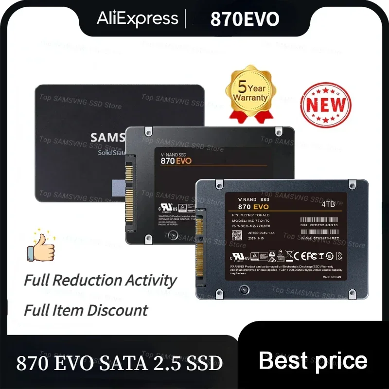 Оригинальный Внутренний твердотельный диск 870EVO 4 ТБ, 2,5 дюйма, SSD, 500 Гб, SSD Sata, 1 ТБ, 8 ТБ, HDD, жесткий диск SATA для ноутбуков и настольных ПК PS5
