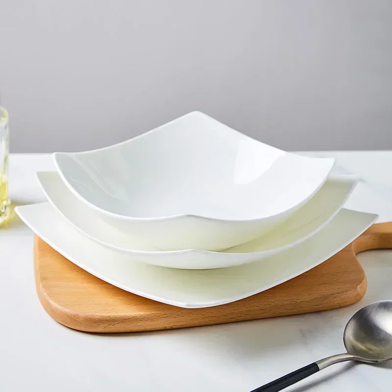 Porcelain Tableware Dishes Plates Dinner Set Luxury Plates Table Home Camping Backgrounds Square Vajillas Kitchen Utensils