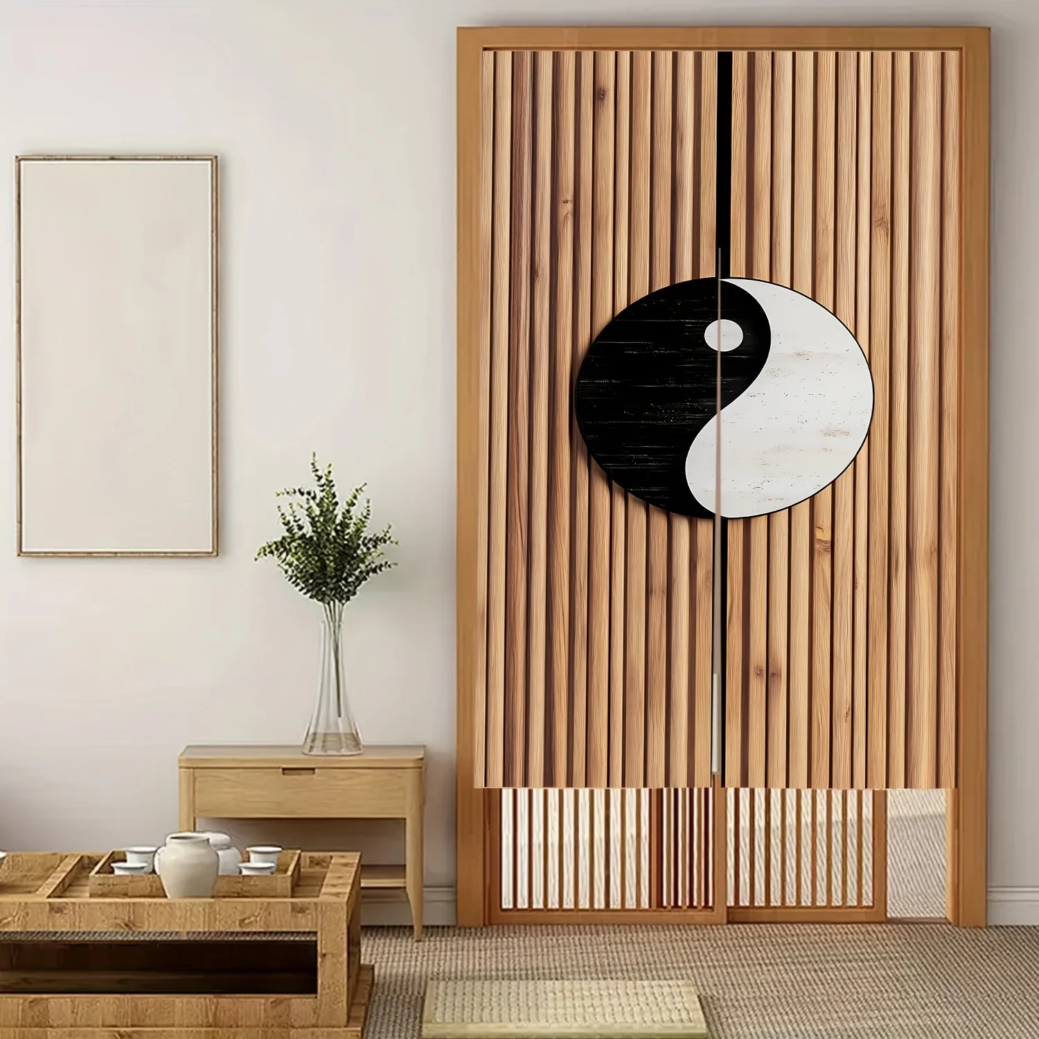 2D 도어 커튼, 1pc 음양 패턴 도어 커튼, 31.5x59inch, 클래식 흑백 디자인, 장식 룸 디바이더, Kitche