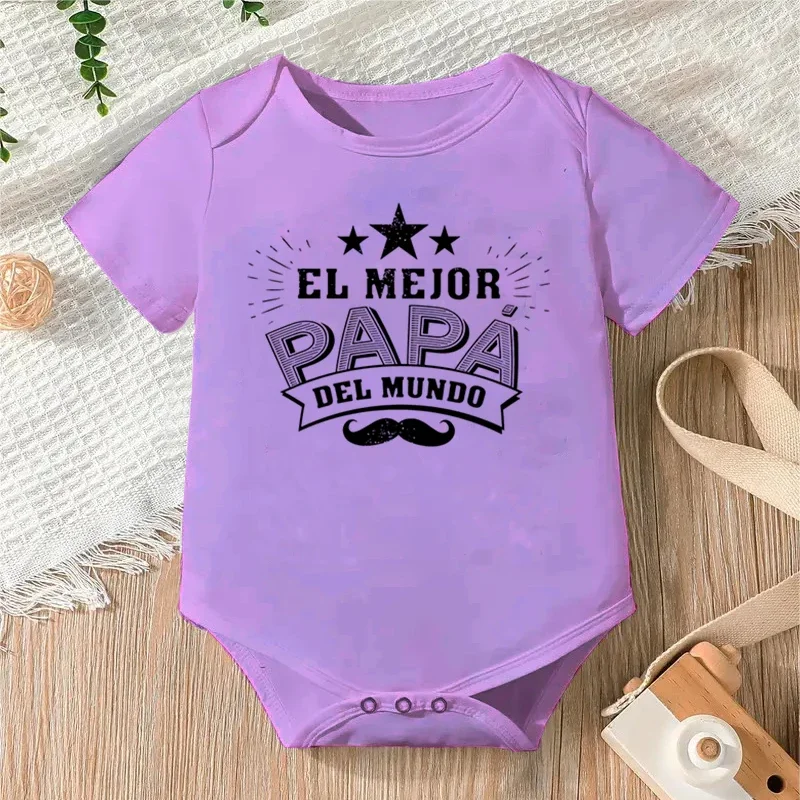 

El Mejor Papa Del Mundo Graphics Baby Bodysuits Cotton Short Sleeve Boys Girls Fashion Outfits 0-24 Months Rompers Baby Clothes