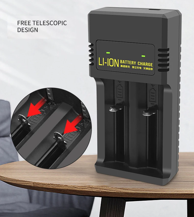 18650 Battery Charger 2 Slots Universal USB Smart Charger For 18650 18350 26650 16340 Rechargeable Lithium Battery battery charger
