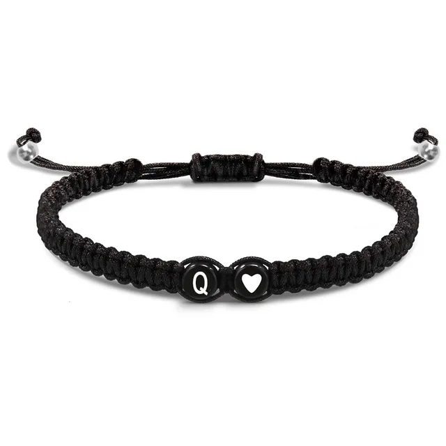 26 lettres initiales coeur Bracelets à la main réglable A-Z nom tressé Bracelets pour femmes hommes amitié bijoux cadeaux