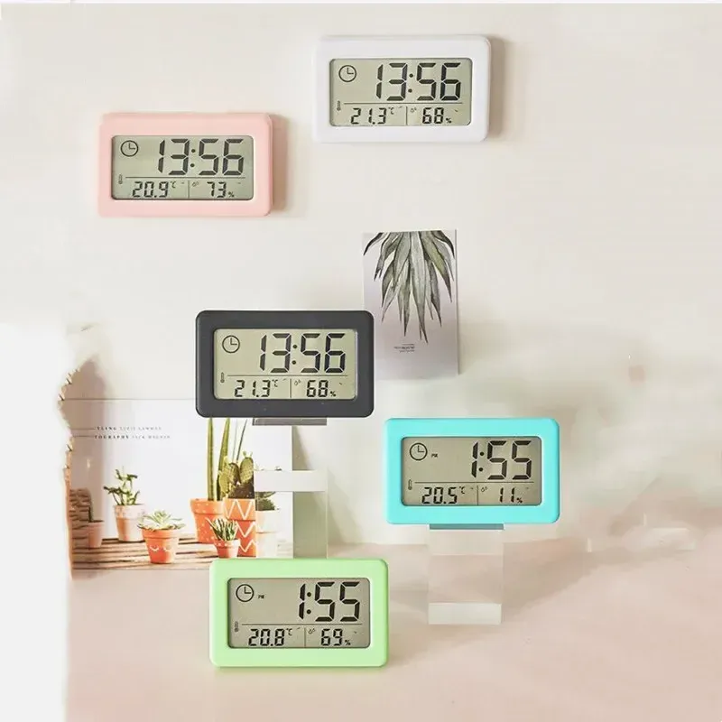 Hygrometer Digital Clock Battery Powered Timepiece Portable Desktop Clock 12/24H Wall. Temperature and Humidity Thermometer Home