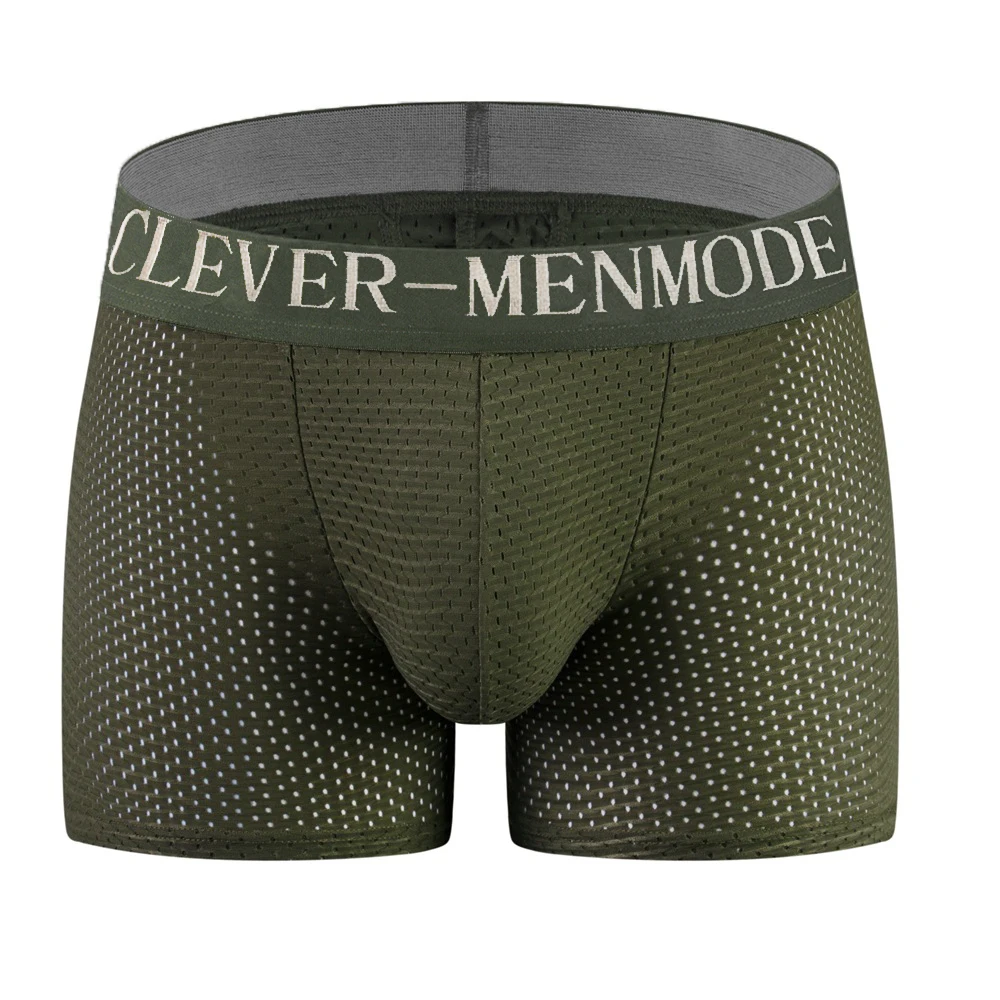 Camouflage Mesh Push-Up Pad Men's Boxer Briefs with Butt Lifter and Supportive Pouch