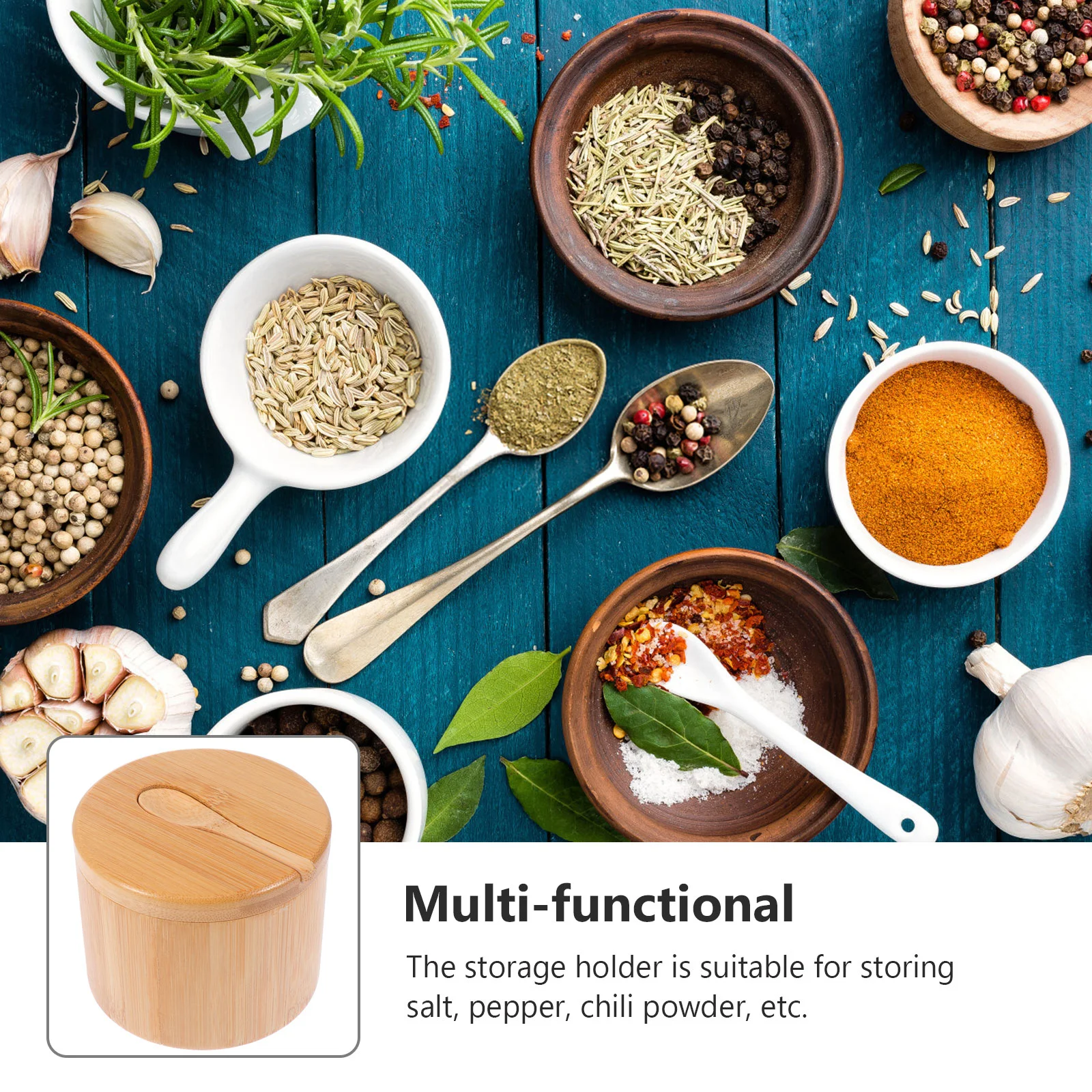 Bamboo Seasoning Jar Kitchen Spice Condiment Canisters Salt Storage Container Supply food storage container spice shaker spice shaker set
