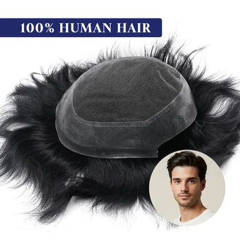 Australia Parrucchino da uomo Protesi capillare Pezzo di capelli per uomo Sistema di sostituzione dei capelli Parrucca da uomo in pizzo e PU Parrucchino traspirante