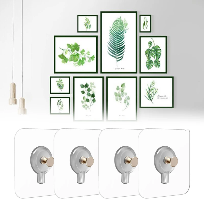 10/2pcs PVC 강한 접착제 손톱 후크 벽 포스터 원활한 방수 내구성 투명 주방 욕실 나사 걸이
