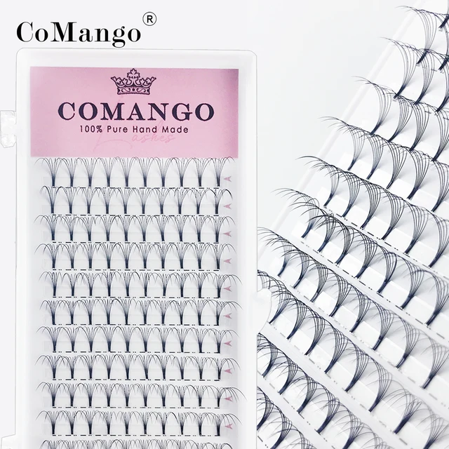 CoMango Premade Volume Fans Short Stem Russian Eyelash Extensions Wide Fans 3D 4D 5D 6D 8D 10D Faux Mink Lashes Wholesale
