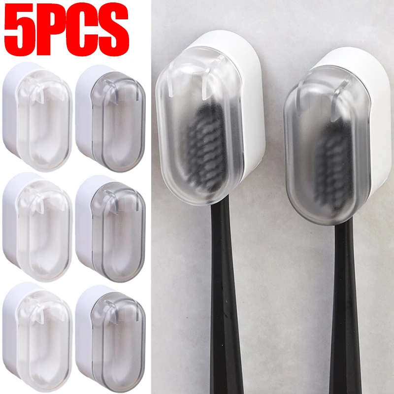 Punch-free Toothbrush Holder Space Saving Wall-Mounted Dust-free Organizer Boxes Bathroom Self Adhesive Racks 1-5PCS