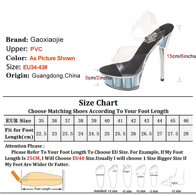 Sexy 15CM Thin Heel Sandals Transparent Summer Party Shoes Women PVC Buckle Strap Runway Shoes Crystal Platform Stirpper Heels