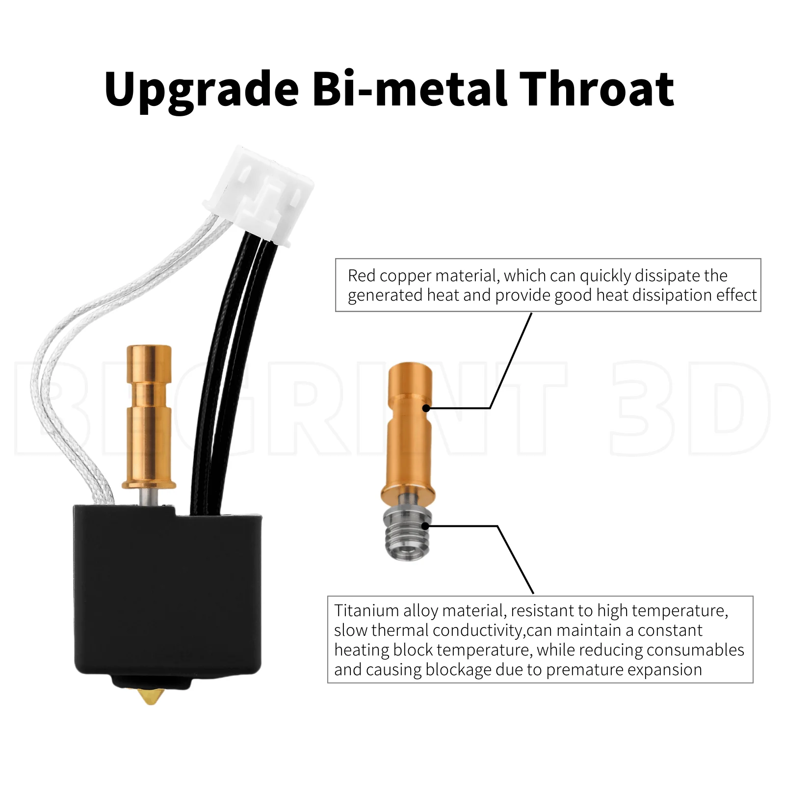 Für Anycubic Kobra S1/S1C Upgrade Bimetallisches Hotend-Kit Messingdüse Bimetall-Kehlkopf für Kobra S1 Combo Ersatzteile Zubehör – Detail 1