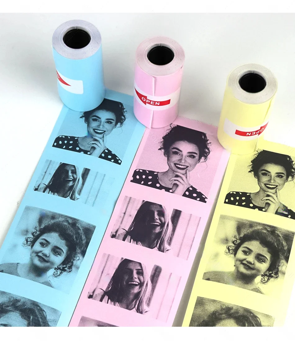 Thermal Printer Adhesive Photo Paper Label Color Paper For Print Camera For office DIY Scrapbook Gifts Christmas Halloween 57x30