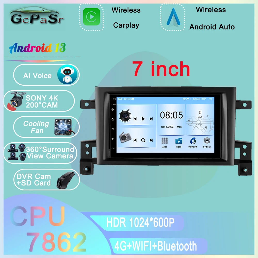 

Автомагнитола для Suzuki Grand Vitara 3 2005-2015, Android, GPS-навигация, мультимедийный плеер, 5G WIFI 360, камера, No 2din, DVD-камера