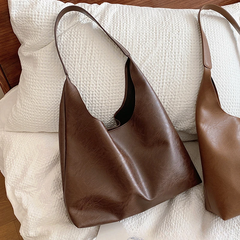 Women's Luxury Leather Handbag | Spacious Brown Shoulder Tote | Soft Casual Purse for Shopping & Work