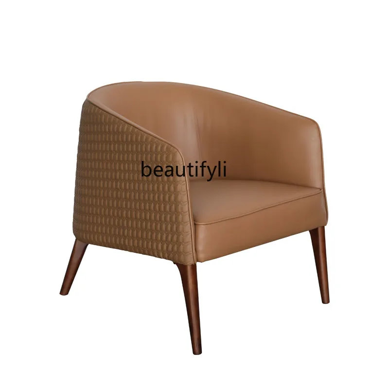 

Italian Single-Seat Sofa Chair Simple Leather Art Wingback Chair Living Room and Hotel Hall Designer Chair