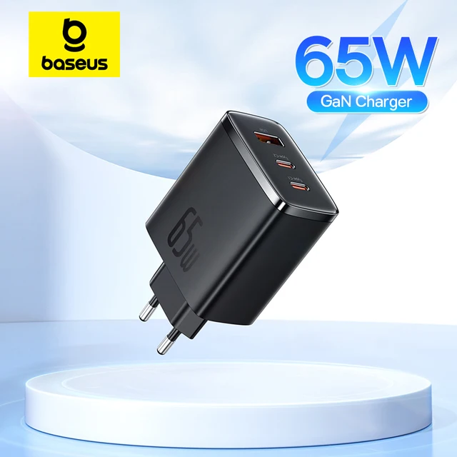 Baseus 65W GaN Charger PD Charge Type C USB Charger Support QC Portable Fast Charger For iPhone 17 16 15 14 13 12 Laptop Charger