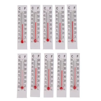 10 Pcs 5cmX1.1cm Miniature Paper Cardboard Thermometer Indoor -20-50 Celsius 1