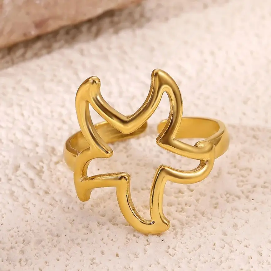 Minimalist Hollow Star Stainless Steel Ring