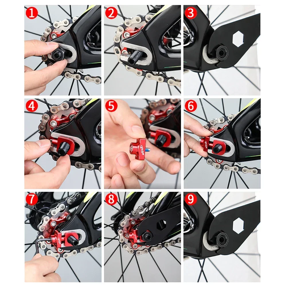 Bicycle Chain Adjuster Tensioner Fastener Single Speed Fixie Bike Chain Tension Guard Bolt Screw Cycling Accessories Adjuster