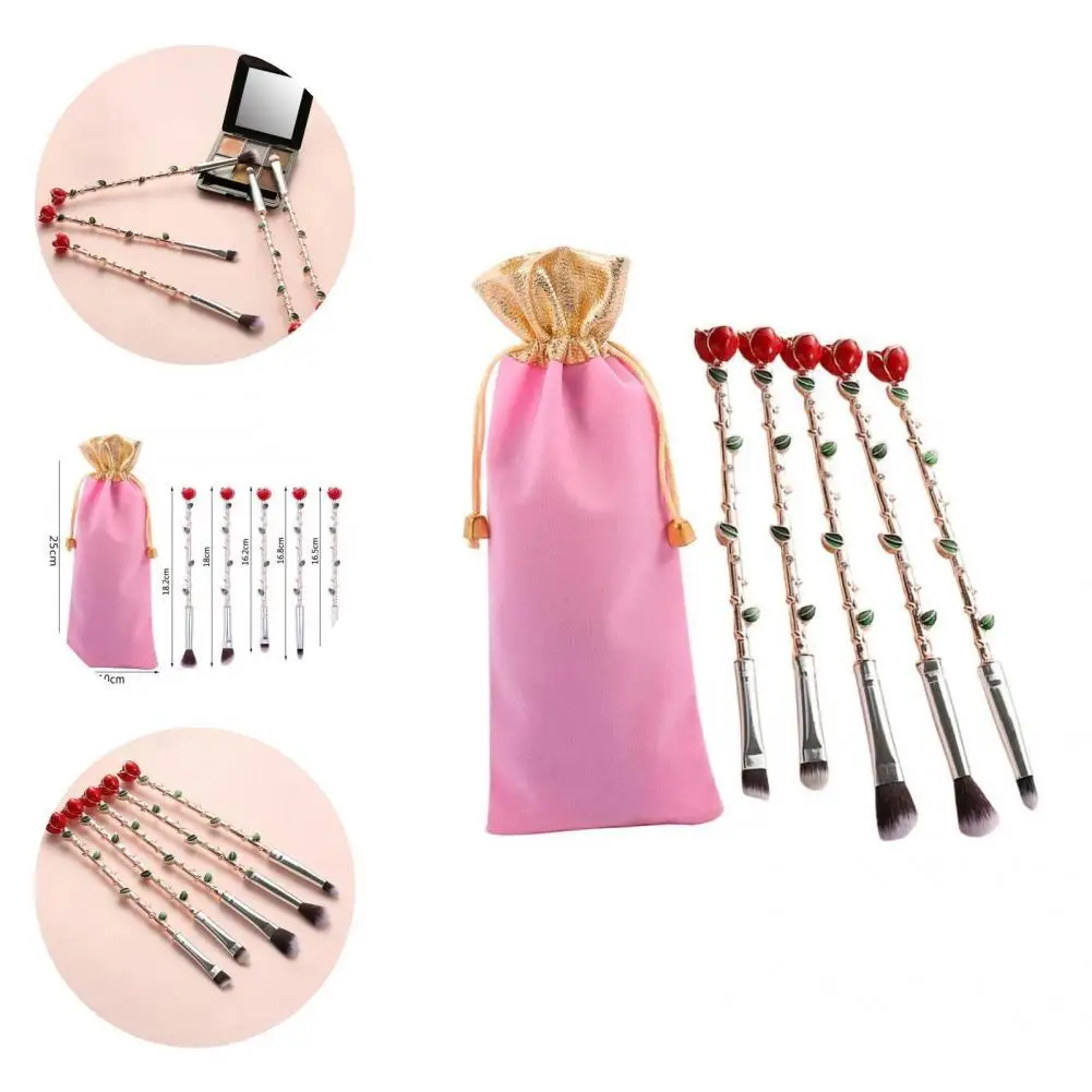 

5Pcs/Set Eyeshadow Brush Delicate Soft Clean Dust Powder Rose Flower Brushes Easy to Clean Excellent Ductility Blush Brush