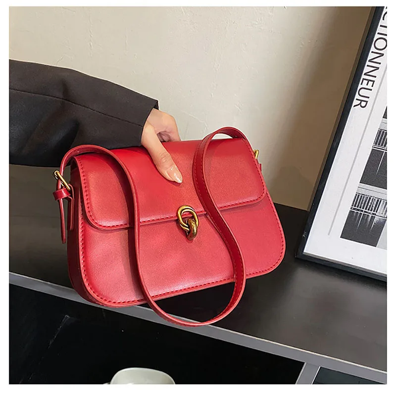 

Korean Solid Simple Niche Underarm Bag Women's 2024 New Fashion Retro Small Square Bag High-Grade Casual Shoulder Crossbody Bag