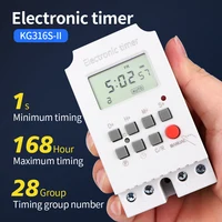 KG316S 220VAC 25A Digital Timer Switch Automatic Electronic Programmable Relay Week/Day/Minutes/second 168 Hours Time Control 1