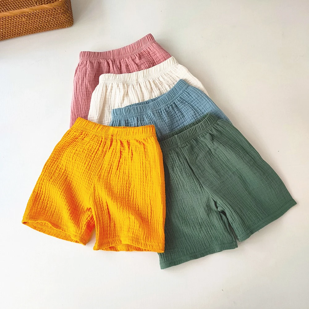 Summer Girl Boy Cotton Yarn Shorts Five-point Pants Kids Girls Thin Soft Comfortable Breathable Short Pants Children's Clothing kids shorts,kids trousers