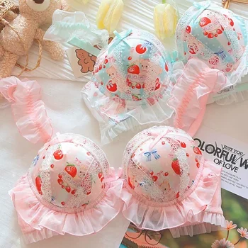 Japanese Cute Underwear for Women Without Ring, Empty Cup Bra Cover Princess Lolita Bra Cute 1