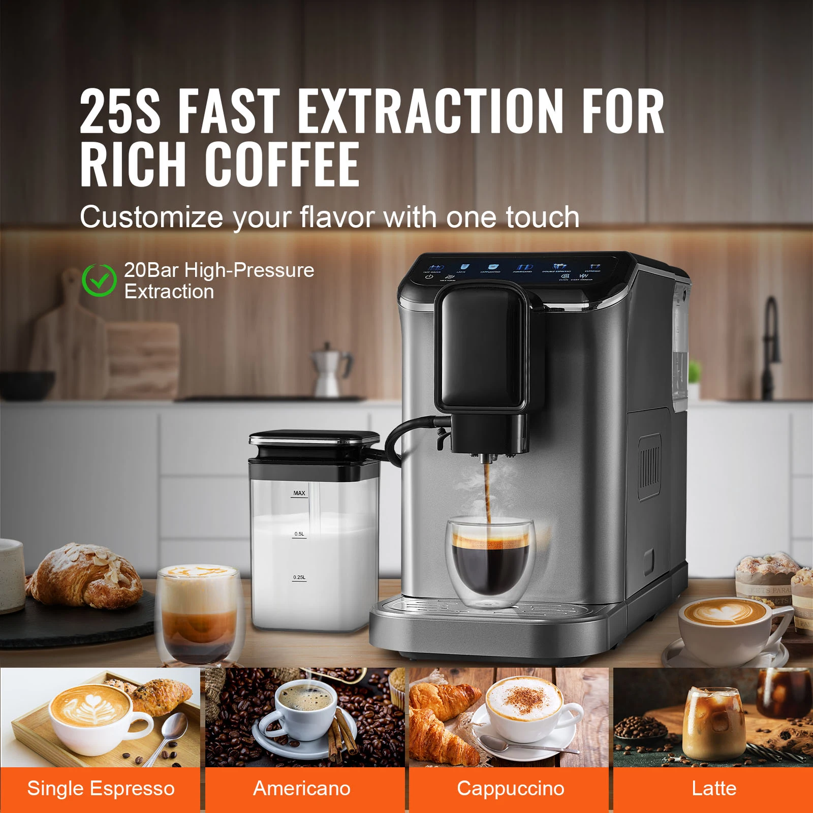 Automatic Espresso Machine with Color Touch Screen