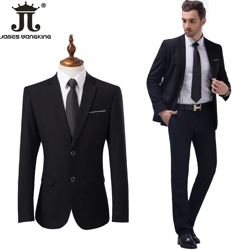 ( Jackets + Pants ) Premium Brand High Quality Pure Color Groom's Man Fashion Wedding Dress Suit Men's Formal Business Suit 3