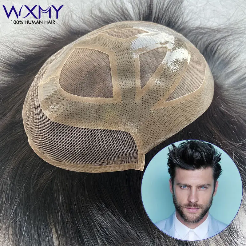 

Versalite Toupee For Men Lace Front With Mono And Pu Base Male Hair Prosthesis 100% Natural Human Hair Men's Wigs Exhuast System