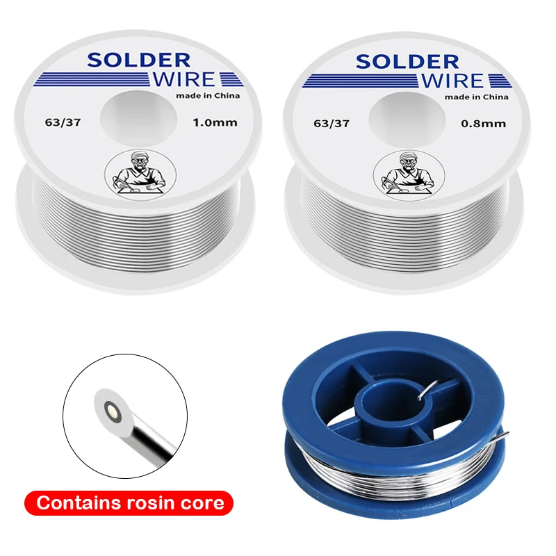 Solder Wire 50g 1.0mm/0.8mm Flux Rosin Core Weldring Tin Lead Roll Soldering Wire Tin Melt Rosin Wire Roll No-clean FLUX 2.0%