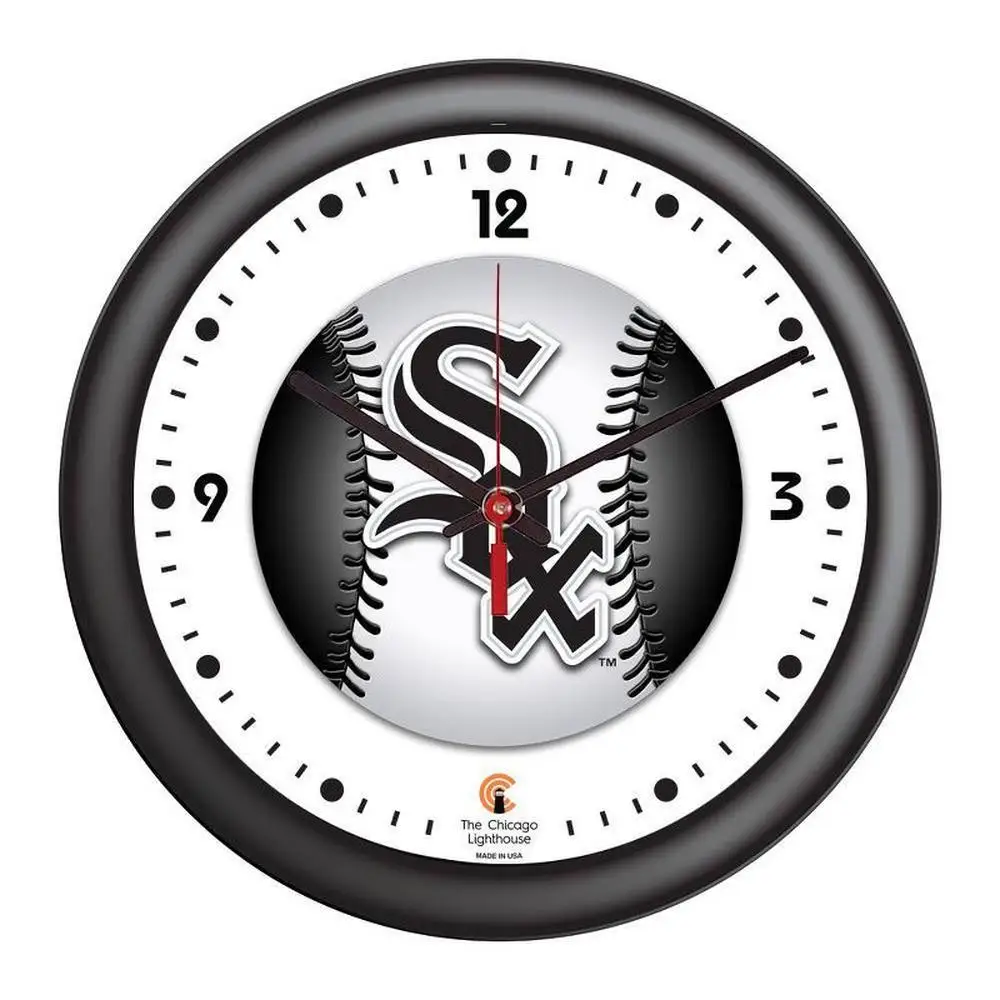 

White Sox Theme Eco-Friendly Round Wall Clock Handmade in USA Supports Chicago Lighthouse