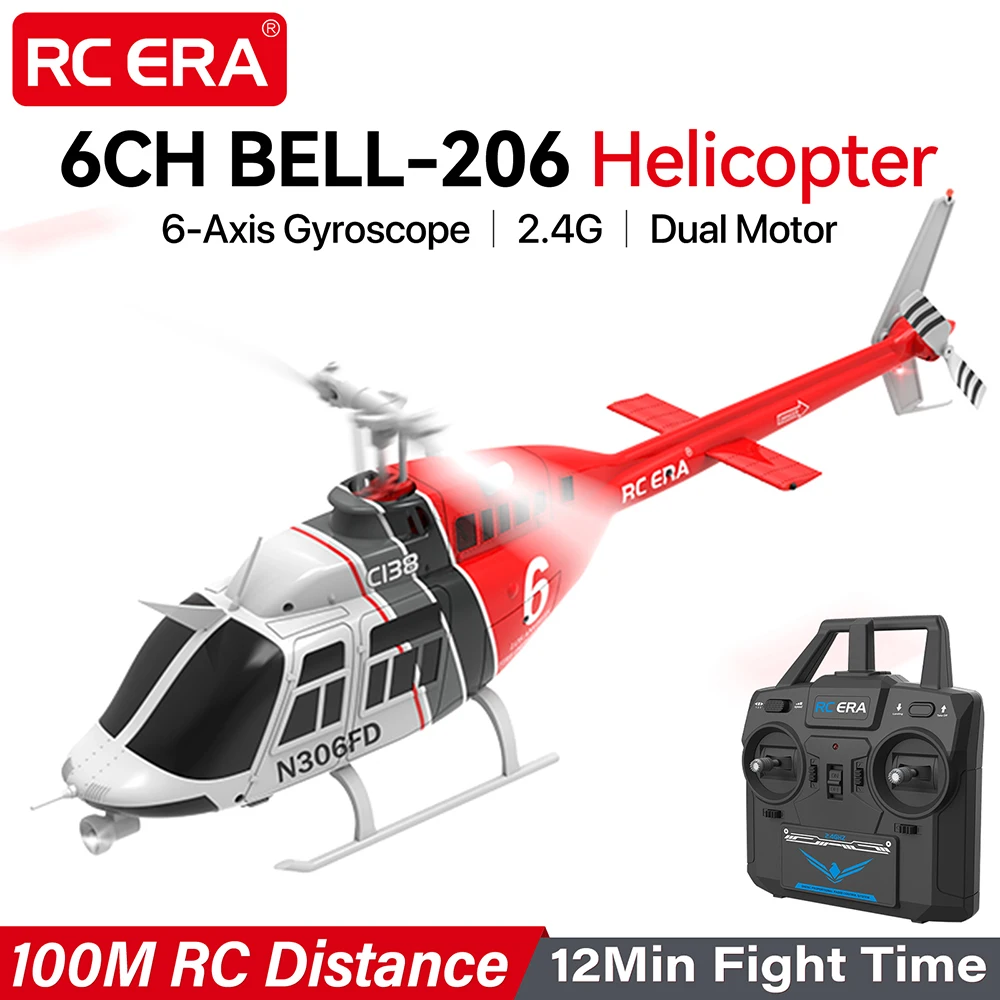 Hélicoptère RC Bell-206 1:33 ERA C138 6CH Gyroscope Flux Optique